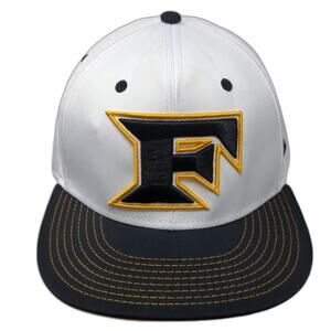 Dome Headwear Baseball Cap White Black Hat XL Fitted Flat Brim Embroidered Crown